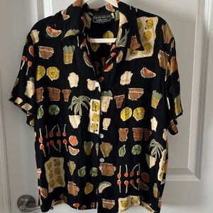 Carol Anderson Collection Camp Shirt  Fruit and Plant Design Made in USA